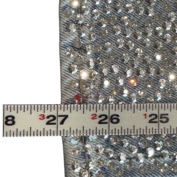 NWT 7 For All Mankind Embellished Denim Jeans Straight Leg Size 23 MSRP $348 - Picture 9 of 9